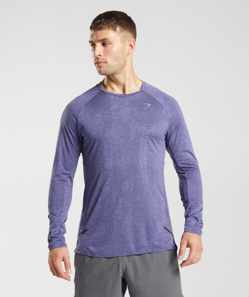 Men\'s Gymshark Apex Long Sleeve T-Shirts Purple | NZ 3SLFUR